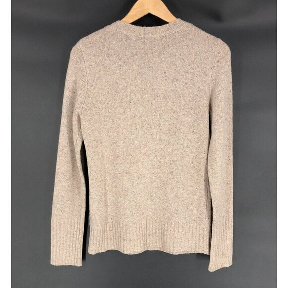 J.Crew Womens Button Shoulder Wool Flecked Sweater M Tan Preppy Old Money Office - Picture 2 of 9